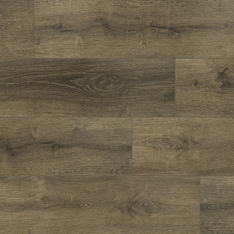 Close-up of MSI XL Cyrus Walnut Waves Luxury Vinyl Planks BOX (22.44 SQFT) in natural brown, showing wood grain and knots with a staggered layout.